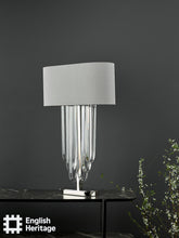 English Heritage Eltham 2 Light Table Lamp Polished Nickel and Crystal With Shade